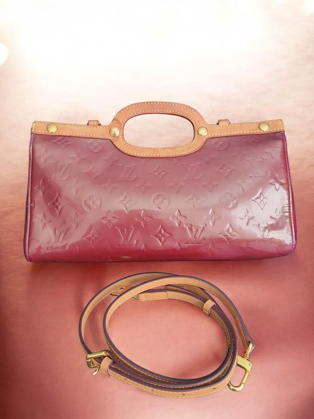 Louis Vuitton Roxbury Drive Vernis Leather Satchel Burgundy